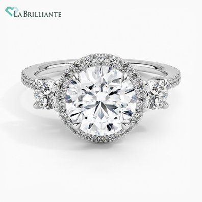 Waverly Three Stone Lab Diamond Engagement Ring in 18K White Gold