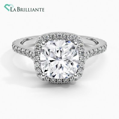 Luxe Odessa Halo Lab Diamond Engagement Ring in 18K White Gold