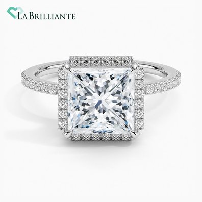 Quadrille Halo Lab Diamond Engagement Ring in 18K White Gold