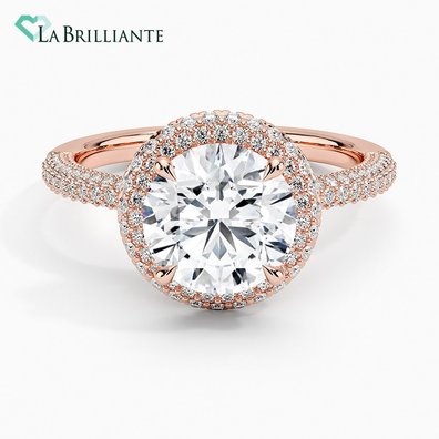 Valencia Halo Lab Diamond Engagement Ring in 14K Rose Gold