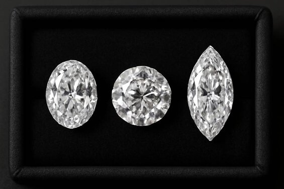 Image: Side-by-Side Comparison of Identical Carat Weight Diamonds in Different Length-to-Width Ratios - See how ratio changes dramatically affect visual size perception and finger coverage