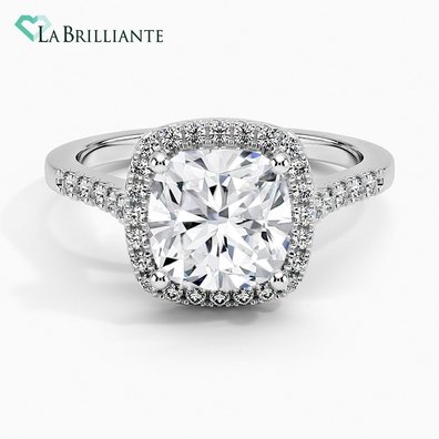 Odessa Halo Lab Diamond Engagement Ring in 18K White Gold