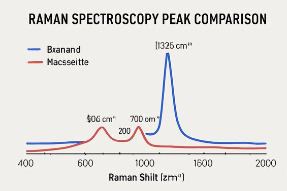 Image: Raman Spectroscopy Peak Comparison Chart - Shows distinctive 1,332 cm⁻¹ diamond peak versus moissanite peaks for accurate identification