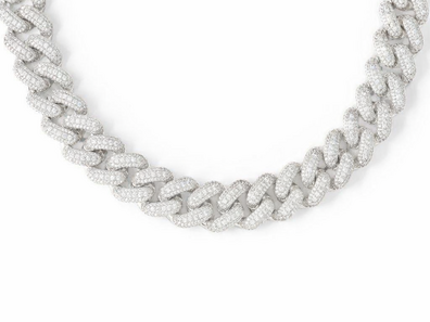 Diamond Cuban Link Chain (19mm) in 14k White Gold