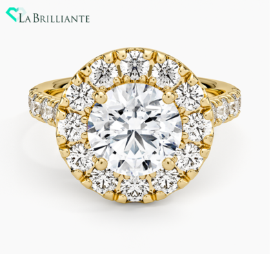 Adele Halo Diamond Ring in 18K Yellow Gold