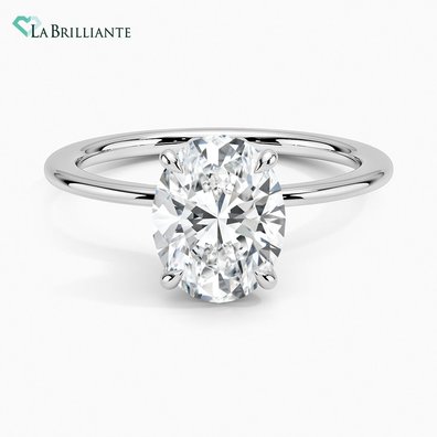 Petite Secret Lab Diamond Engagement Ring in 18K White Gold