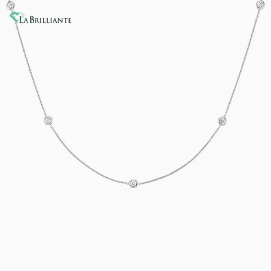 Bezel Strand 18 In. Lab Diamond Necklace (1/3 ct. tw) in White Gold