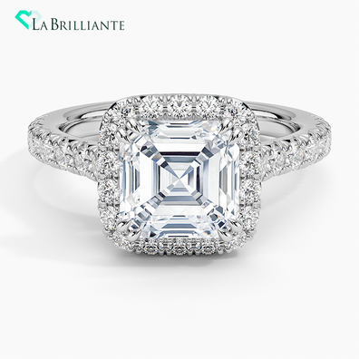 Sienna Halo Half Coverage Diamond Ring in 18K White Gold