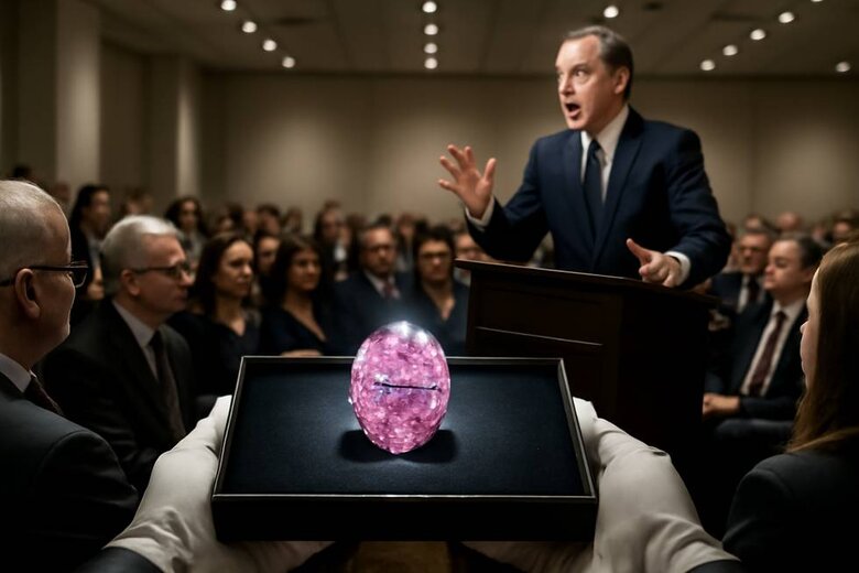 Image: Graff Pink Diamond Auction Moment - Historic $46.2 million sale showcasing the world