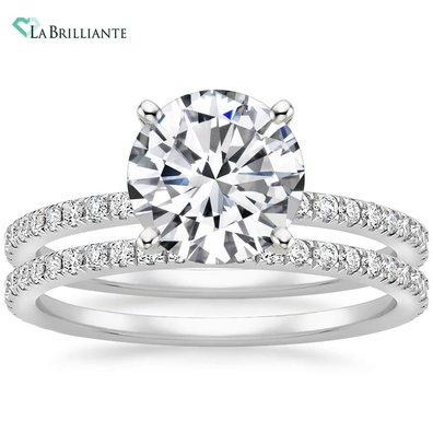 Luxe Petite Shared Prong Lab Diamond Bridal Set (3/4 ct. tw.) in 18K White Gold