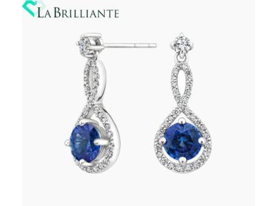 Annalise Sapphire and Diamond Earrings in 18K White Gold