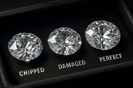 Image: Common Culet Defects Identification Guide - Visual reference showing chipped, damaged, and perfect culets to help buyers identify quality issues before purchase