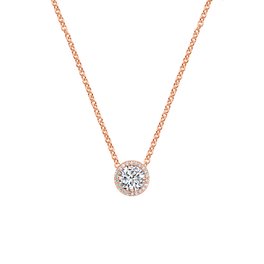 Rose gold halo lab-grown diamond necklace
