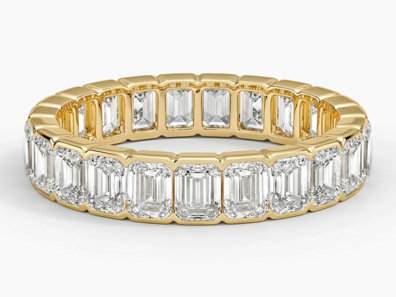 Semi-Bezel Emerald Cut Eternity Lab Diamond Ring (3 ct. tw.) in 18K Yellow Gold