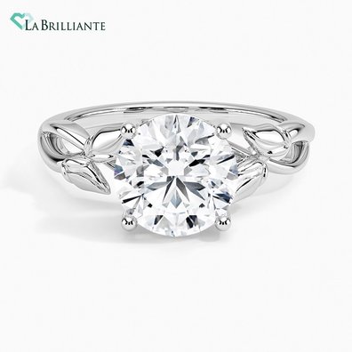 Budding Willow Solitaire Lab Diamond Engagement Ring in 18K White Gold