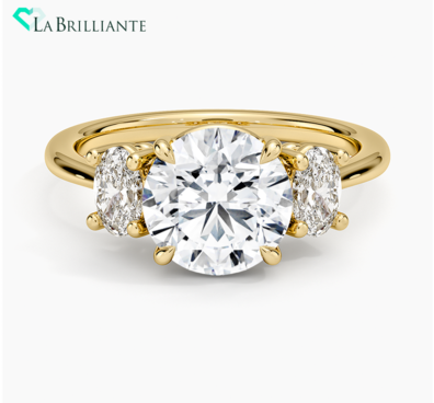 Oval-Cut Three Stone Diamond Ring (12 ct. tw.) in 18K Yellow Gold