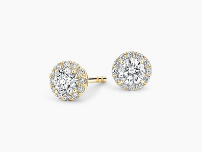 Lab Grown Diamond Halo Stud Earrings (5_8 ct. tw.) in 18K Yellow Gold