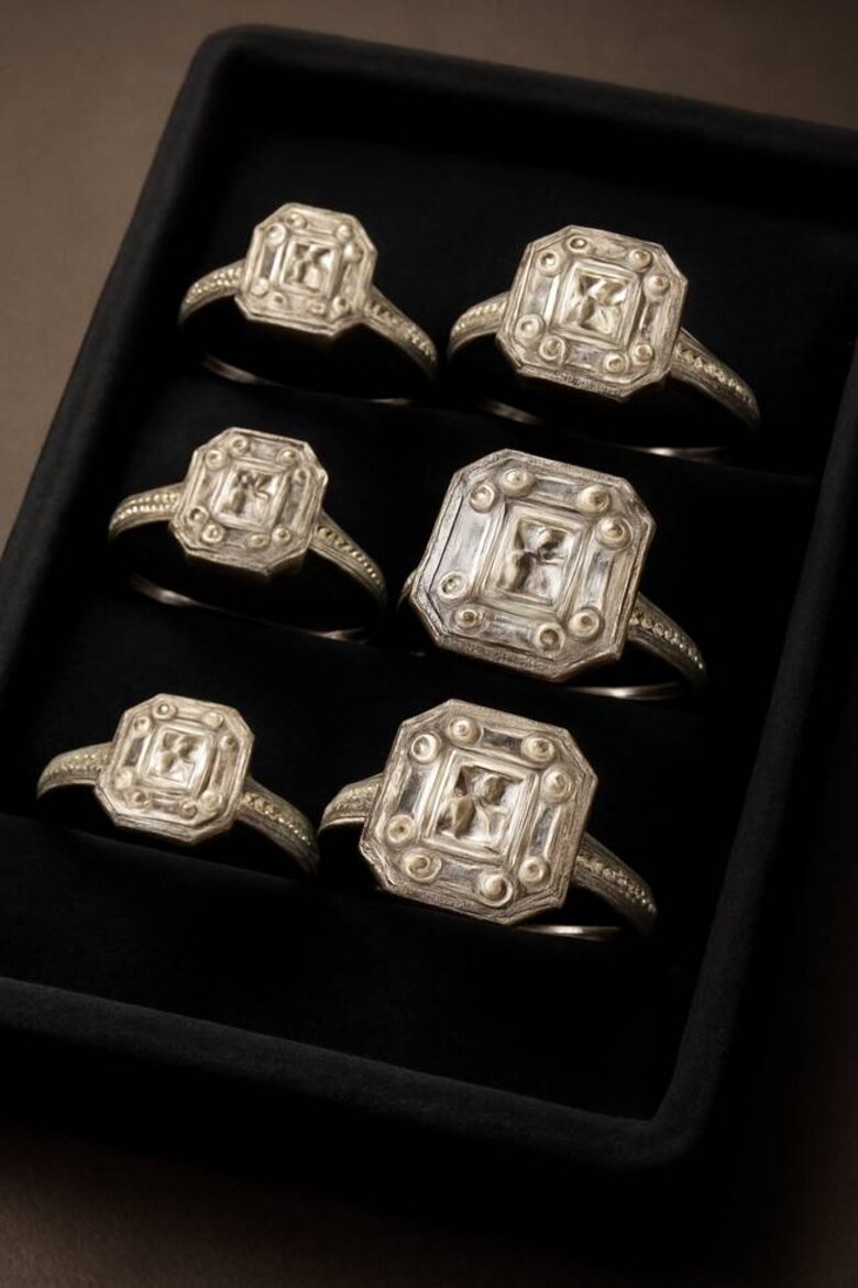 Image: Asscher Lab Diamond Engagement Ring Collection - Stunning vintage-inspired rings showcasing octagonal geometry, Art Deco settings, and hall of mirrors brilliance across various carat weights