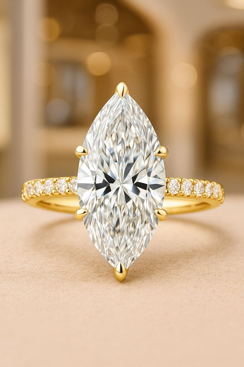 Image: Celebrity Marquise Ring Recreation Guide - Visual comparison showing how to achieve Selena Gomez