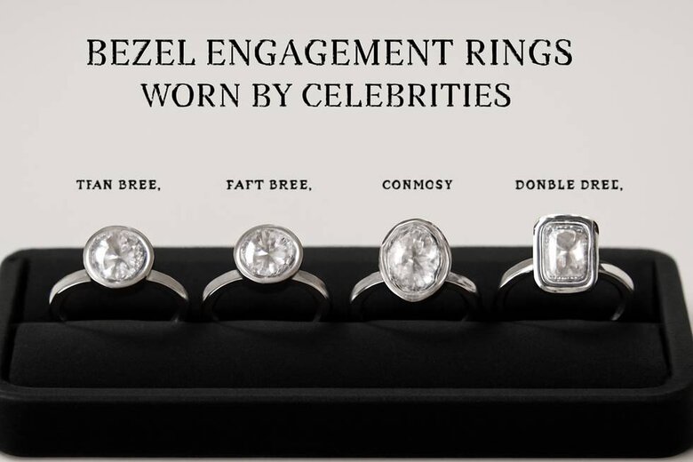 Image: Celebrity Bezel Ring Inspiration Gallery - Visual showcase of Meghan Markle, Jennifer Aniston, and Hailey Bieber