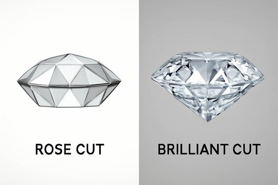 Image: Side-by-side cross-section diagram showing rose cut