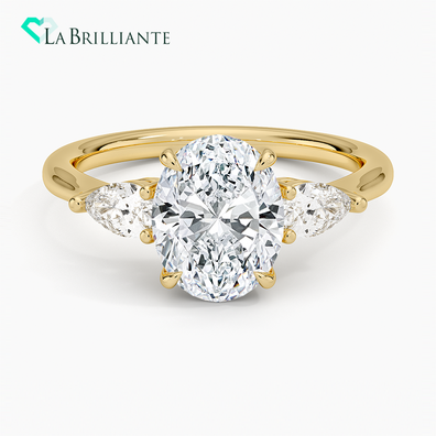 Opera Three Stone Diamond Ring in 18K Yellow Gold
