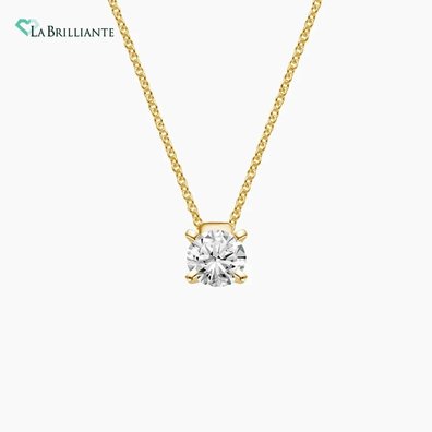Floating Solitaire Lab Diamond Pendant in 18K Yellow Gold