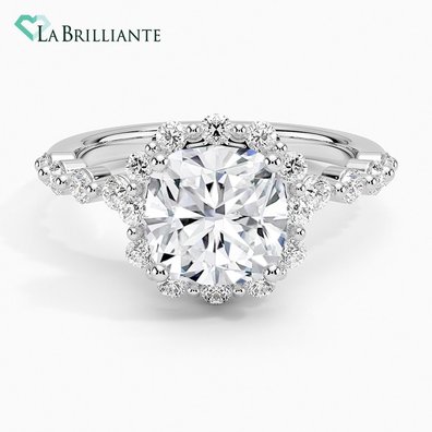 Marseille Halo Lab Diamond Engagement Ring in 18K White Gold