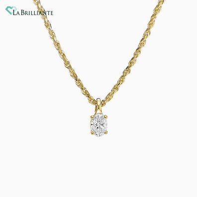 Oval Lab Diamond Rope Chain Pendant (1/3 ct. tw.) in 18K Yellow Gold