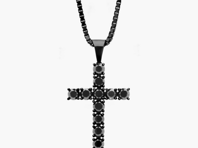 Black Diamond Cross Necklace in Black Rhodium-Plated 14K White Gold (5 Ct. Tw.)