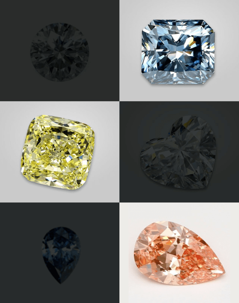 Colored shaped lab-grown diamonds