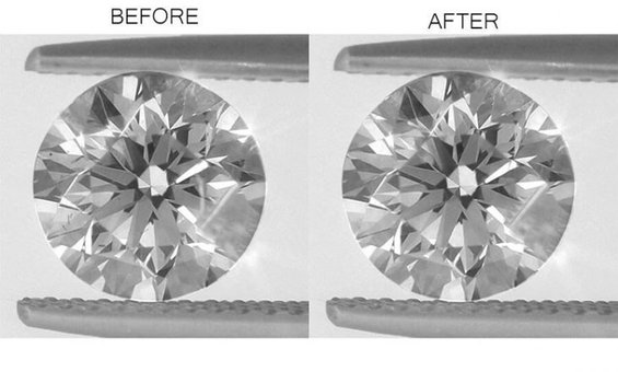 Lab-grown diamond before and after comparison