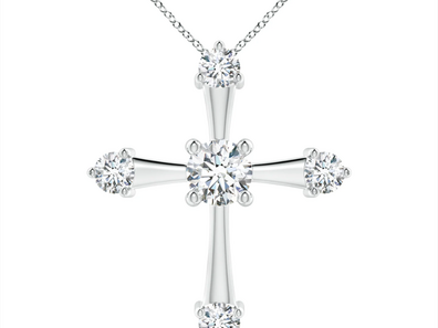 Lab-Grown Classic Diamond Budded Cross Pendant