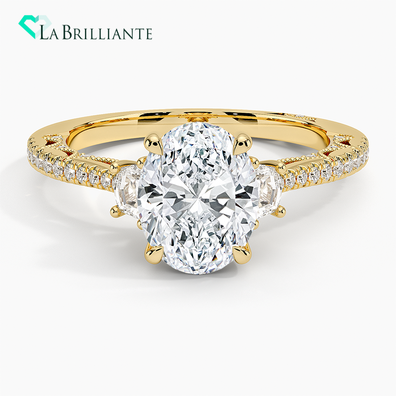 Tacori Lunetta Crescent Pavé Three Stone Diamond Ring