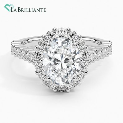 Luxe Lotus Flower Lab Diamond Engagement Ring in 18K White Gold