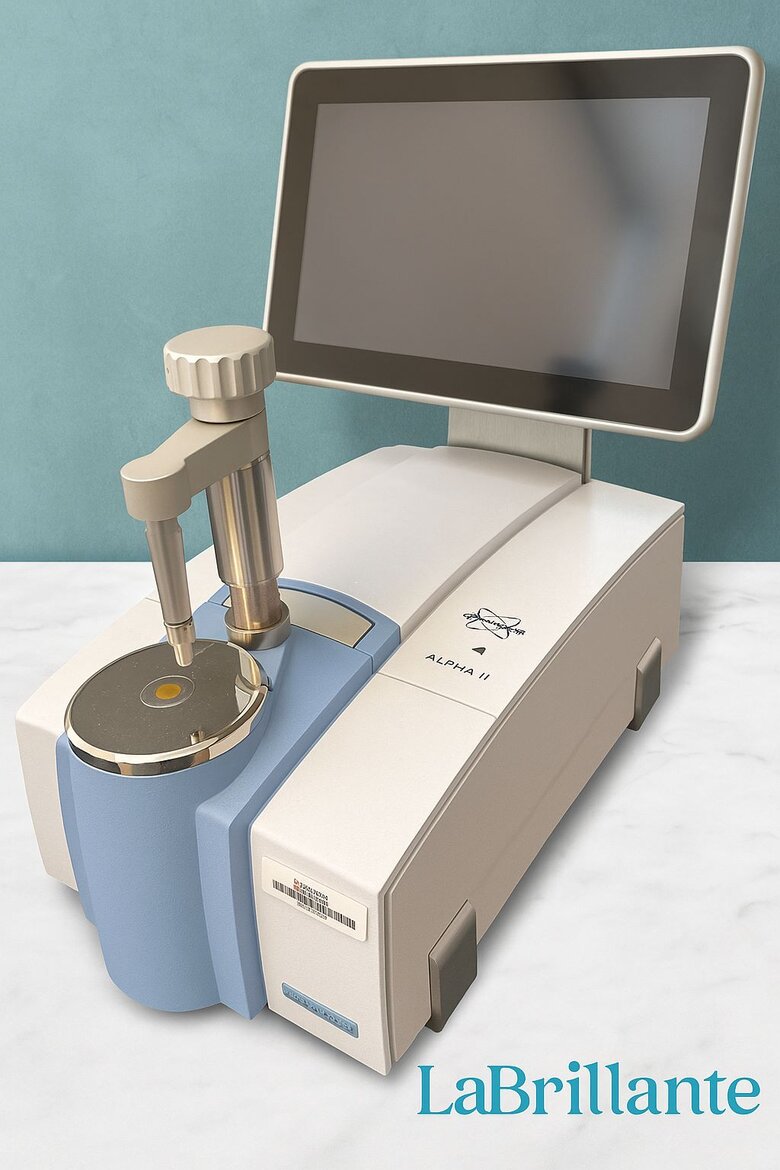 Image: Advanced Diamond Authentication Setup - photoluminescence equipment, and microscopy setup to demonstrate professional identification process beyond basic testing