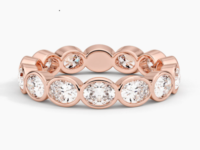 East-West Bezel Oval Eternity Lab Diamond Ring in 14K Rose Gold