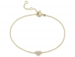 Yellow gold lab-grown diamond heart pave bracelet