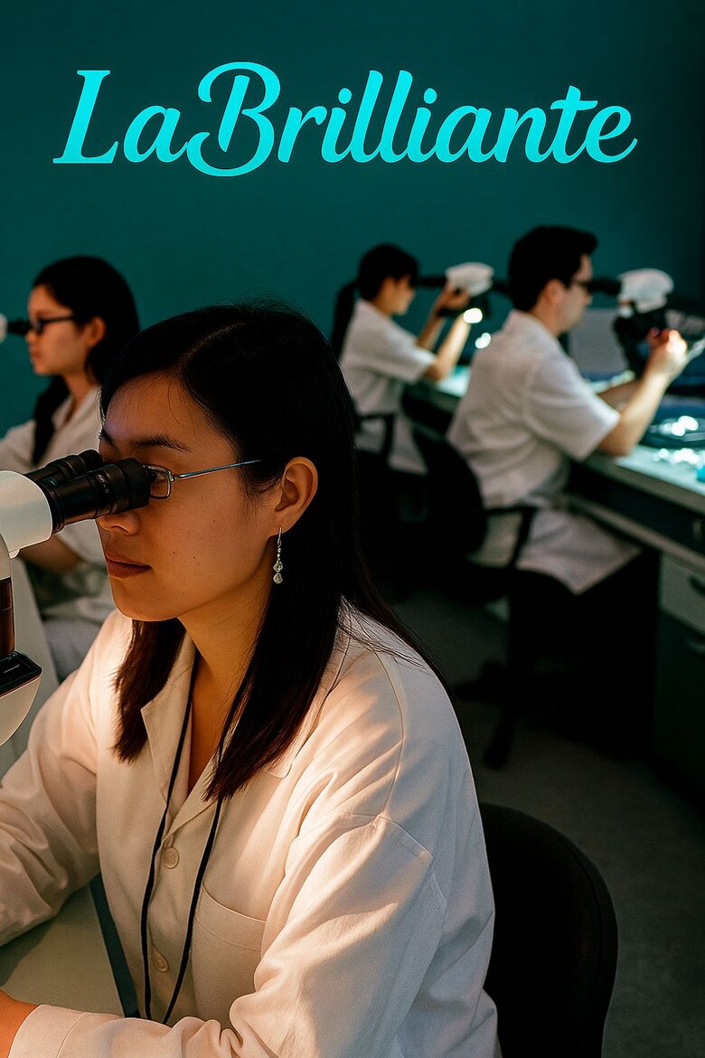 Image: GIA Certification Process for Pink Diamonds - Step-by-step visual guide showing spectroscopy equipment, grading environment, and documentation process for buyer confidence