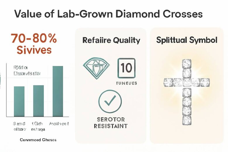 Image: Value Proposition Visual Summary - Compelling infographic-style image showing the complete value equation of lab-grown diamond crosses including savings, quality retention, and spiritual significance over time