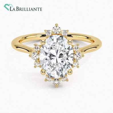 Cressida Halo Lab Diamond Engagement Ring in 18K Yellow Gold