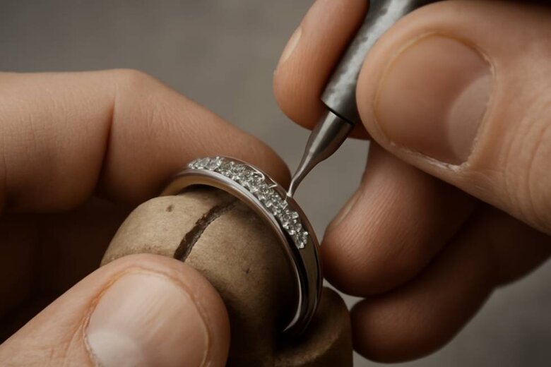 Image: Professional Setting Integration Process Step-by-Step - Complete visual guide showing pave drilling precision, bead formation technique, and spacing calculations for maximum accent diamond security and brilliance