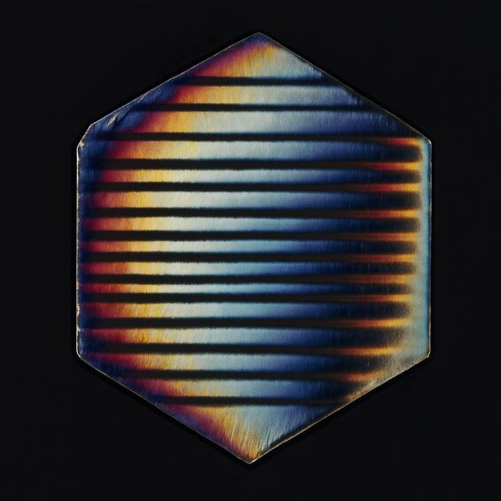 Image: CVD Diamond Layer Formation Under Crossed Polarized Light - Detailed view of parallel striations and venetian blind effect for accurate CVD identification