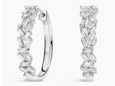 Luxe Baguette Diamond Cluster Hoop Earrings (1_2 ct. tw.) in 18K White Gold