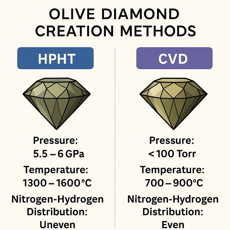 Image: Side-by-Side HPHT and CVD Laboratory Equipment Setup - Visual comparison showing pressure chambers, heating elements, and plasma reactors used in each diamond creation method