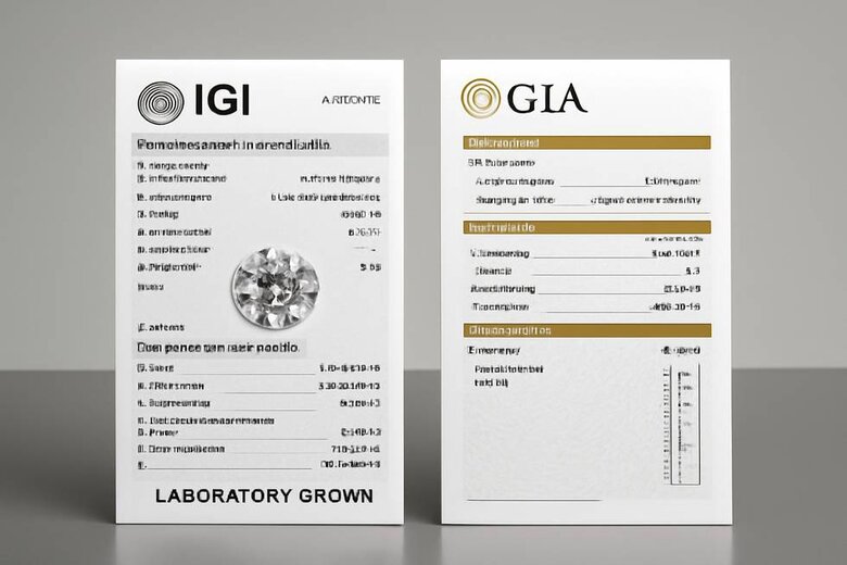 Image: Side-by-side comparison of IGI and GIA lab diamond certificates highlighting key differences - Enables buyers to understand what each certification provides
