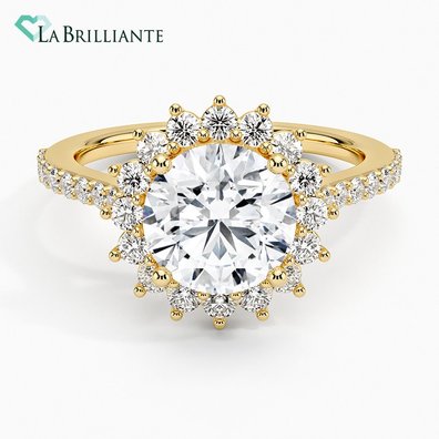 Halo Lab Diamond Engagement Ring in 18K Yellow Gold