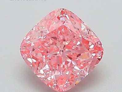 0.90 Ct. Fancy Vivid Pink Cushion Lab-Grown Diamond
