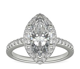 Halo ring with marquise cut lab-grown diamond