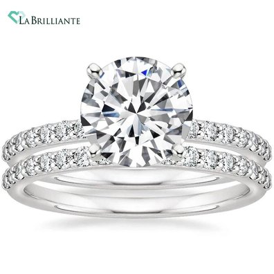 Petite Shared Prong Bridal Set (1/2 ct. tw.) in 18K White Gold